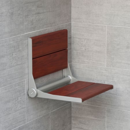 ThermaSol Folding Wall Mounted Bamboo Shower Seat Brushed Aluminum / Walnut