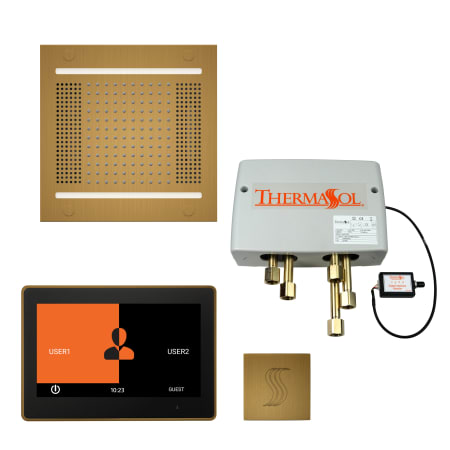 ThermaSol Hydrovive Steam Shower Kit - Includes 10" Control Panel, Digital Shower Valve, Square Light, Sound Shower Head, and Square Steam Head Antique Brass