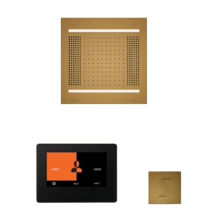 ThermaSol Hydrovive Steam Shower Kit - Includes 7" Control Panel, 18" Square Light, Sound Shower Head, and Square Steam Head Antique Brass