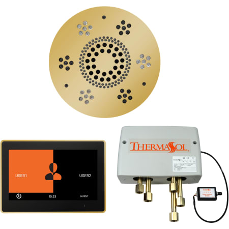 ThermaSol ThermaTouch Steam Shower Kit - Includes 10" Control Panel, Round Light and Sound Shower Head, and Digital Shower Valve Polished Gold