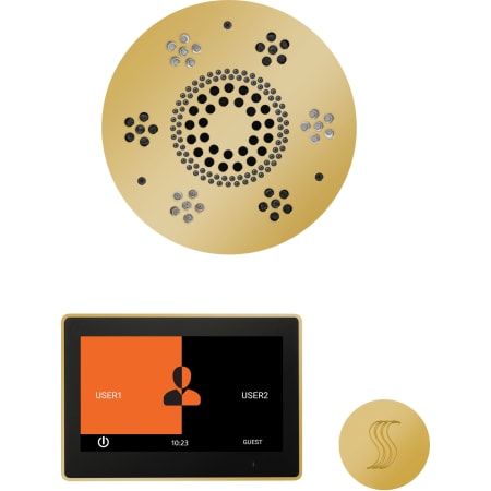ThermaSol ThermaTouch Steam Shower Kit - Includes 10" Control Panel, Round Light and Sound Shower Head, and Round Steam Head Polished Gold