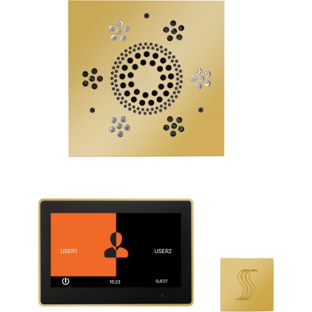 ThermaSol ThermaTouch Steam Shower Kit - Includes 10" Control Panel, Square Light and Sound Shower Head, and Square Steam Head Polished Gold