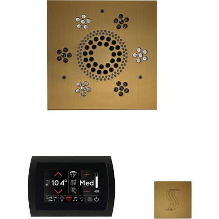 ThermaSol SignaTouch Steam Shower Kit - Includes Control Panel, Square Light and Sound Shower Head, and Square Steam Head Black / Antique Brass