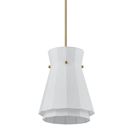 Thesis Bryony 1 Light 12" Wide Convertible Pendant with White Synthetic Silk Shade Brushed Gold