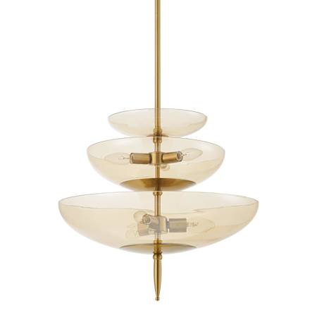 Thesis Fiorello 6 Light 21" Wide Pendant with Smoked Amber Glass Shades Brushed Gold