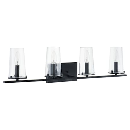 Thesis Jared 4 Light 32" Wide Vanity Light with Clear Glass Shades Matte Black