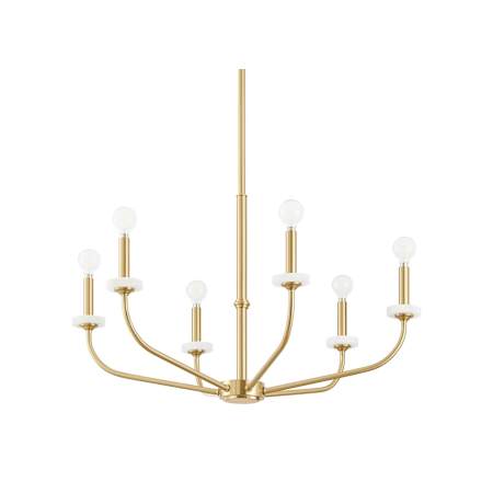 Thesis Leah 6 Light 30" Wide Candle Style Chandelier Brushed Gold