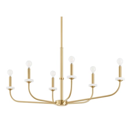 Thesis Leah 6 Light 42" Wide Candle Style Chandelier Brushed Gold