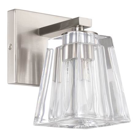 Thesis Valentin 1 Light 5" Wide Bathroom Sconce with Clear Pressed Glass Shade Brushed Nickel