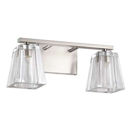 Thesis Valentin 2 Light 15" Wide Vanity Light with Clear Pressed Glass Shades Brushed Nickel