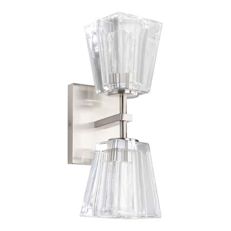 Thesis Valentin 2 Light 5" Wide Vanity Light with Clear Pressed Glass Shades Brushed Nickel