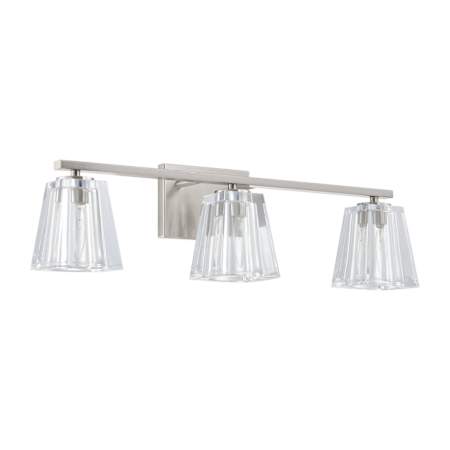 Thesis Valentin 3 Light 24" Wide Vanity Light with Clear Pressed Glass Shades Brushed Nickel