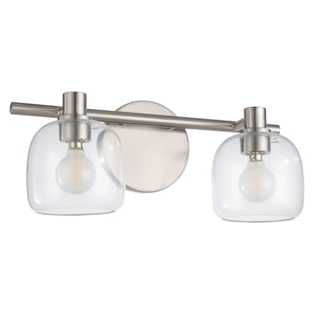 Thesis Valentina 2 Light 15" Wide Vanity Light with Clear Glass Shades Brushed Nickel