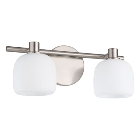 Thesis Valentina 2 Light 15" Wide Vanity Light with Etched Opal Glass Shades Brushed Nickel