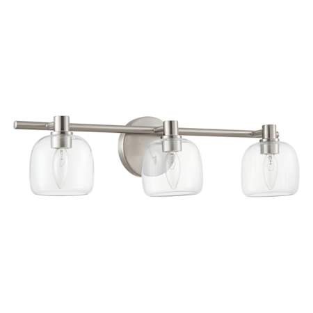 Thesis Valentina 3 Light 24" Wide Vanity Light with Clear Glass Shades Brushed Nickel
