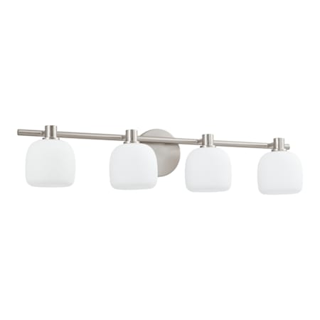 Thesis Valentina 4 Light 30" Wide Vanity Light with Etched Opal Glass Shades Brushed Nickel