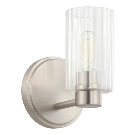Thesis Bedminster 1 Light 5" Wide Bathroom Sconce with Clear Ribbed Glass Shade Brushed Nickel