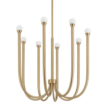 Thesis Dahlia 8 Light 28" Wide Chandelier with Opal Glass Shades Brass