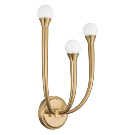 Thesis Dahlia 3 Light 19" Tall Wall Sconce with Opal Glass Shades Brass