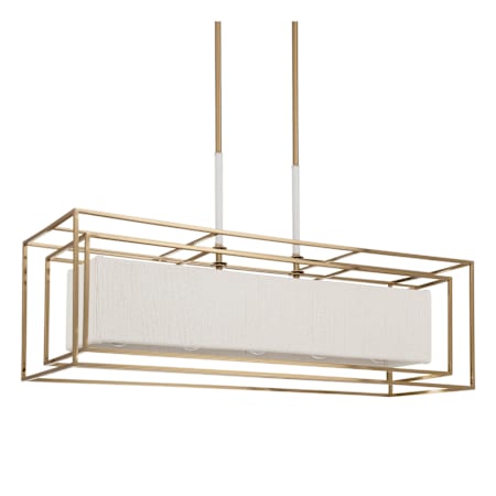 Thesis Abbey 5 Light 43" Wide Linear Chandelier with Cream Cotton Rope Shade Brass