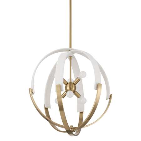 Thesis Abbey 6 Light 24" Wide Globe Cotton Rope Chandelier Brass