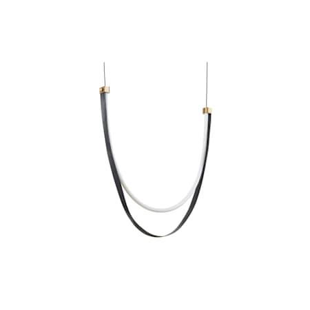 Thesis Ayers 1 Light 44" Wide 5CCT LED Chandelier with Black and Brown Faux Leather Champagne Gold