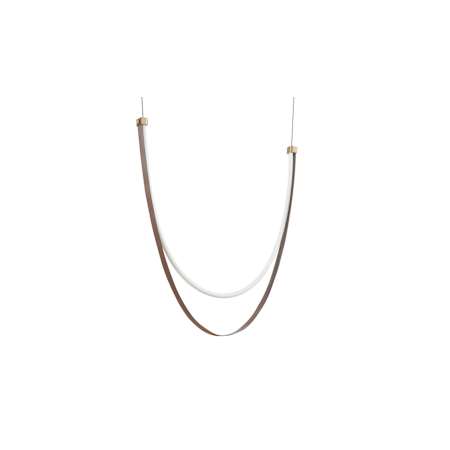Thesis Ayers 1 Light 59" Wide 5CCT LED Chandelier with Black and Brown Faux Leather Champagne Gold