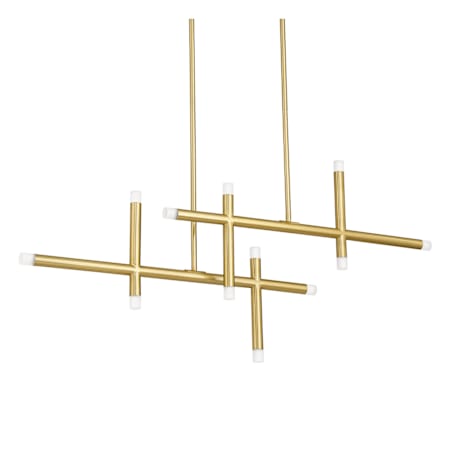 Thesis Manhattan 12 Light 48" Wide LED Linear Chandelier with Rotating Arms Brushed Gold