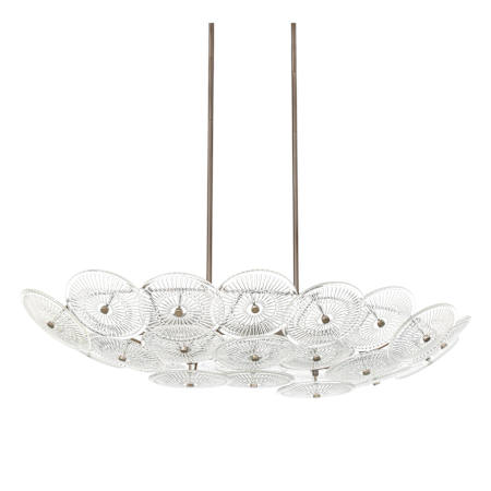 Thesis Avril 8 Light 42" Wide Chandelier with Clear Starburst Glass Shade Forged Bronze