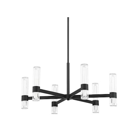 Thesis Ristretto 12 Light 30" Wide Candle Style LED Chandelier with Clear Ribbed and White Acrylic Shades Matte Black