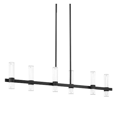 Thesis Ristretto 12 Light 50" Wide LED Linear Chandelier with Clear Ribbed and White Acrylic Shades Matte Black