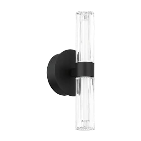 Thesis Ristretto 2 Light 14" Tall LED Wall Sconce with Clear Ribbed and White Acrylic Shades Matte Black