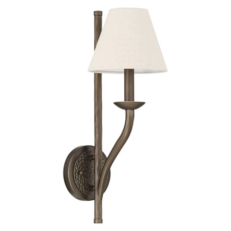 Thesis Bethany 1 Light 19" Tall Wall Sconce with Natural Linen Shade Forged Bronze