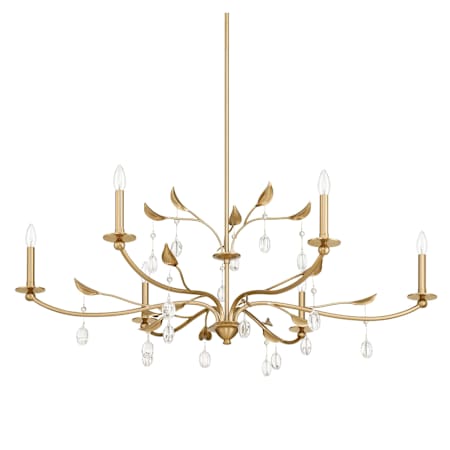 Thesis Presley 6 Light 48" Wide Candle Style Chandelier with Clear Glass Drops Champagne Gold