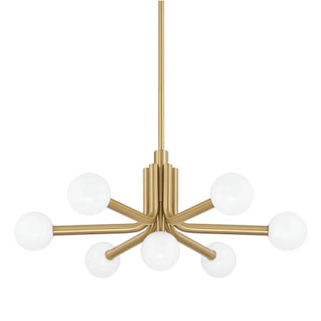 Thesis Stockholm 7 Light 29" Wide Chandelier with Opal Glass Shades Champagne Gold
