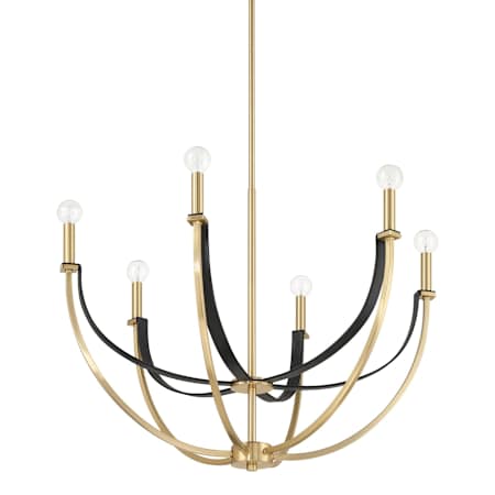 Thesis Sussex 6 Light 29" Wide Abstract Chandelier Champagne Gold / Black