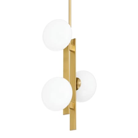 Thesis Julep 3 Light 12" Wide Multi Light Pendant with Opal Glass Shades Brushed Gold