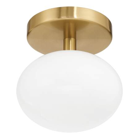 Thesis Julep 1 Light 6" Wide Semi-Flush Globe Ceiling Fixture with Opal Glass Shade Brushed Gold
