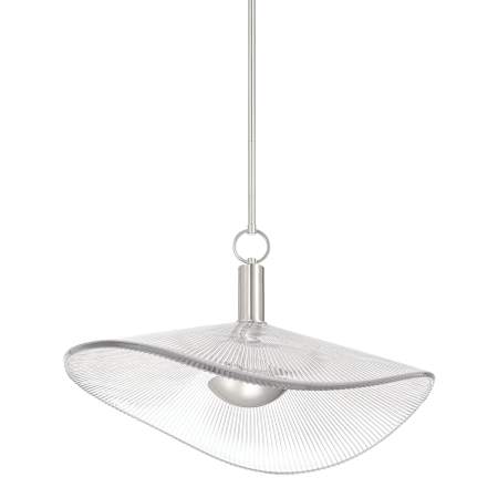 Thesis Novella 24" Wide LED Convertible Pendant with Clear Ribbed Glass Shade Polished Nickel