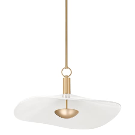 Thesis Novella 24" Wide LED Convertible Pendant with White Glazed Ceramic Shade Polished Gold