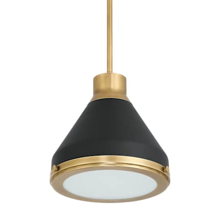 Thesis Doyle 1 Light 13" Wide Pendant with Matte Black Metal Shade Natural Brass