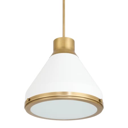 Thesis Doyle 1 Light 18" Wide Pendant with Matte White Metal Shade Natural Brass