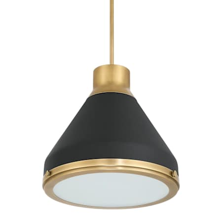 Thesis Doyle 1 Light 18" Wide Pendant with Matte Black Metal Shade Natural Brass