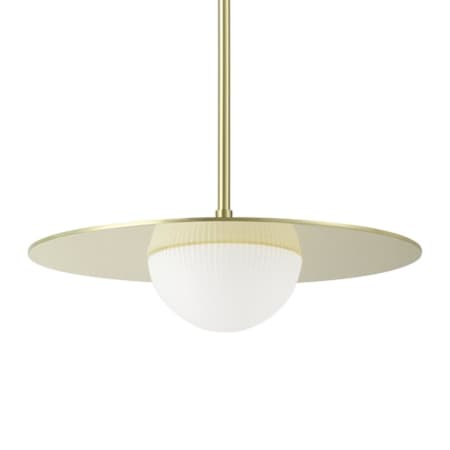 Thesis Solstice 16" Wide 5CCT LED Convertible Pendant with Opal Ribbed Glass Shade Polished Brass