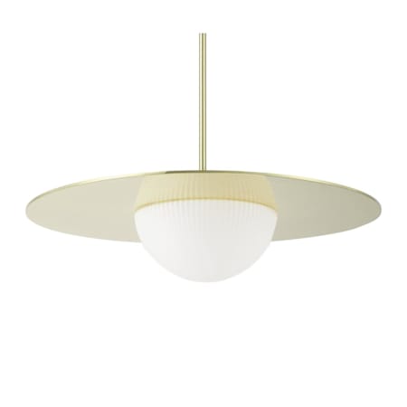 Thesis Solstice 22" Wide 5CCT LED Convertible Pendant with Opal Ribbed Glass Shade Polished Brass