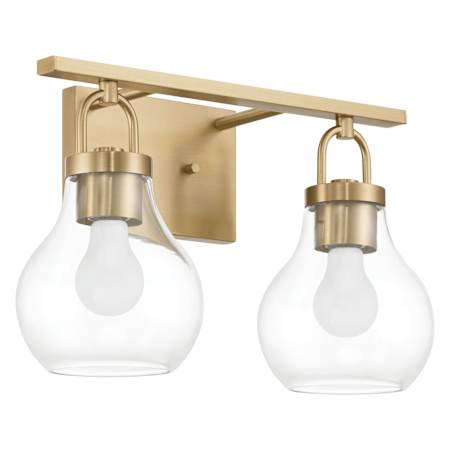Thesis Mansfield 2 Light 16" Wide Vanity Light with Clear Glass Shades Champagne Gold