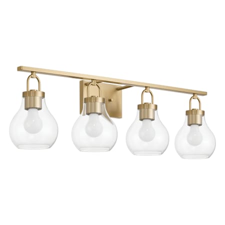 Thesis Mansfield 4 Light 34" Wide Vanity Light with Clear Glass Shades Champagne Gold