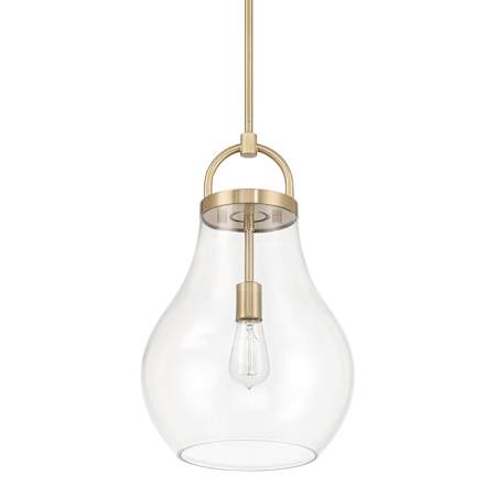 Thesis Mansfield 1 Light 12" Wide Pendant with Clear Glass Shade Champagne Gold