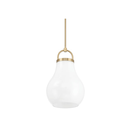 Thesis Mansfield 1 Light 12" Wide Pendant with Opal Glass Shade Champagne Gold