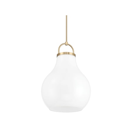 Thesis Mansfield 1 Light 18" Wide Pendant with Opal Glass Shade Champagne Gold